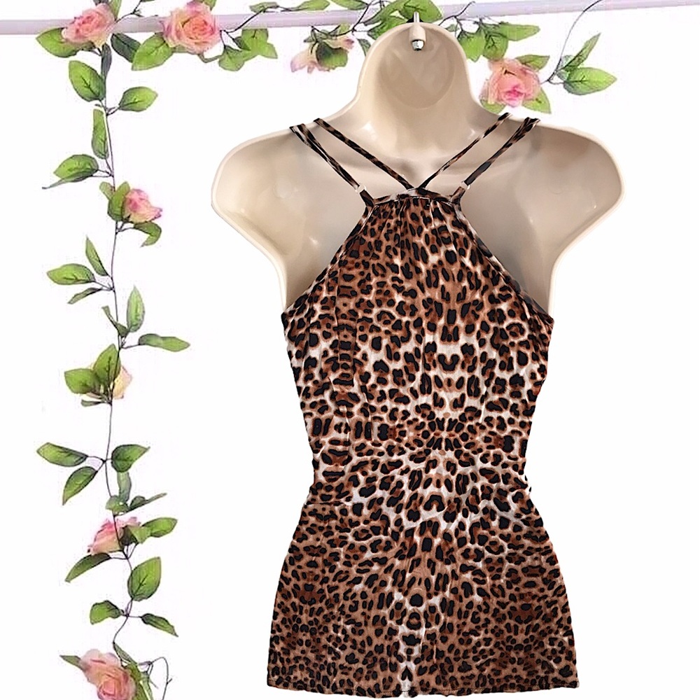 Leopard Print Adjustable Racerback Spaghetti Stra… - image 2
